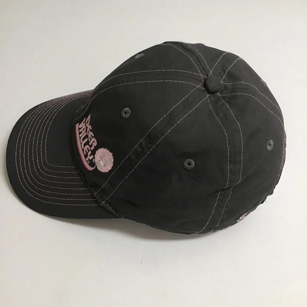Deer Valley Ski Resort Hat Gear Cap Gray Pink Contrast Stitch Adjusts Vintage